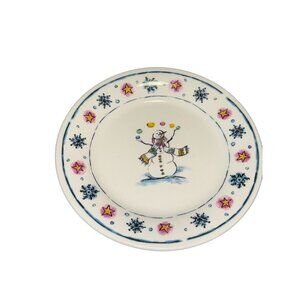 Snowman & Snowflake Plate 7" Stoneware Daily Dining Microwave & Dishwasher Safe